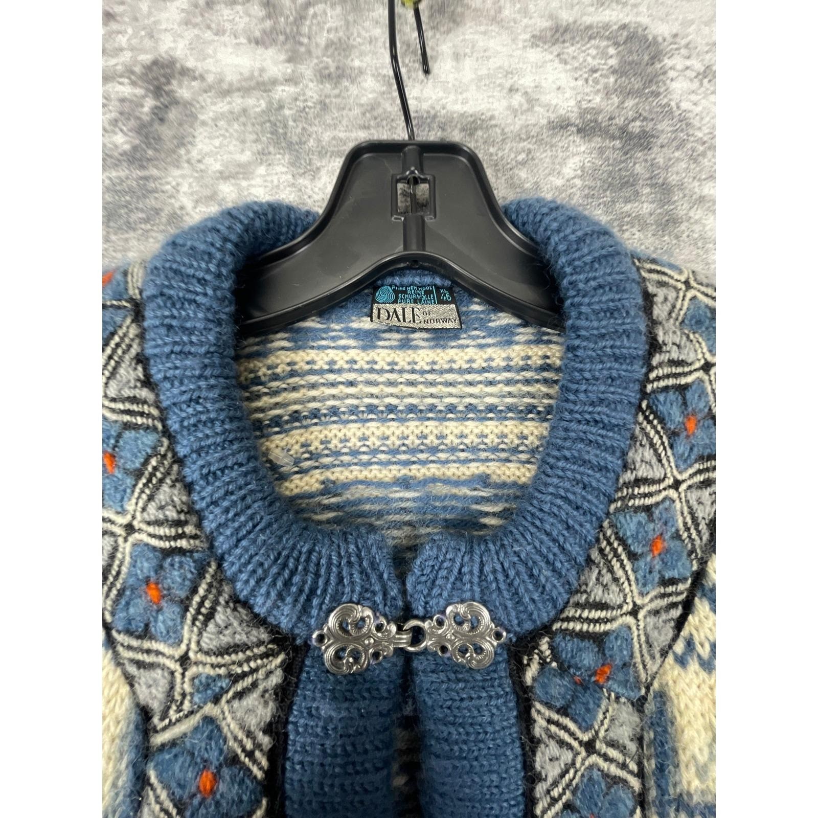 Vtg Dale of Norway Women XL Cardigan 90 Nordic Fair Isle Ornate Wool Grandmacore