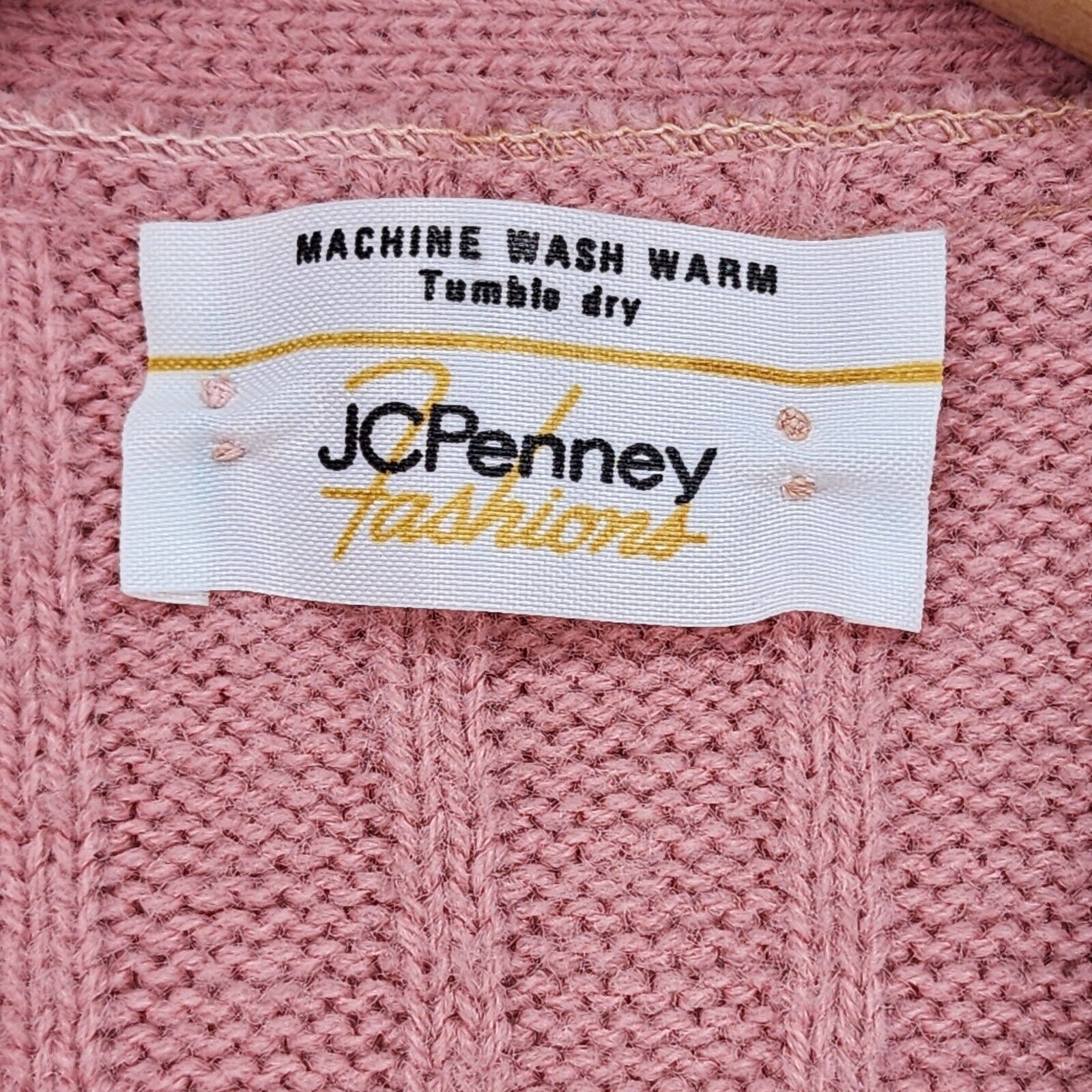 Vintage JC Penney Fashions Mom Sweater MEDIUM Dusty Pink V-Neck Cardigan Office