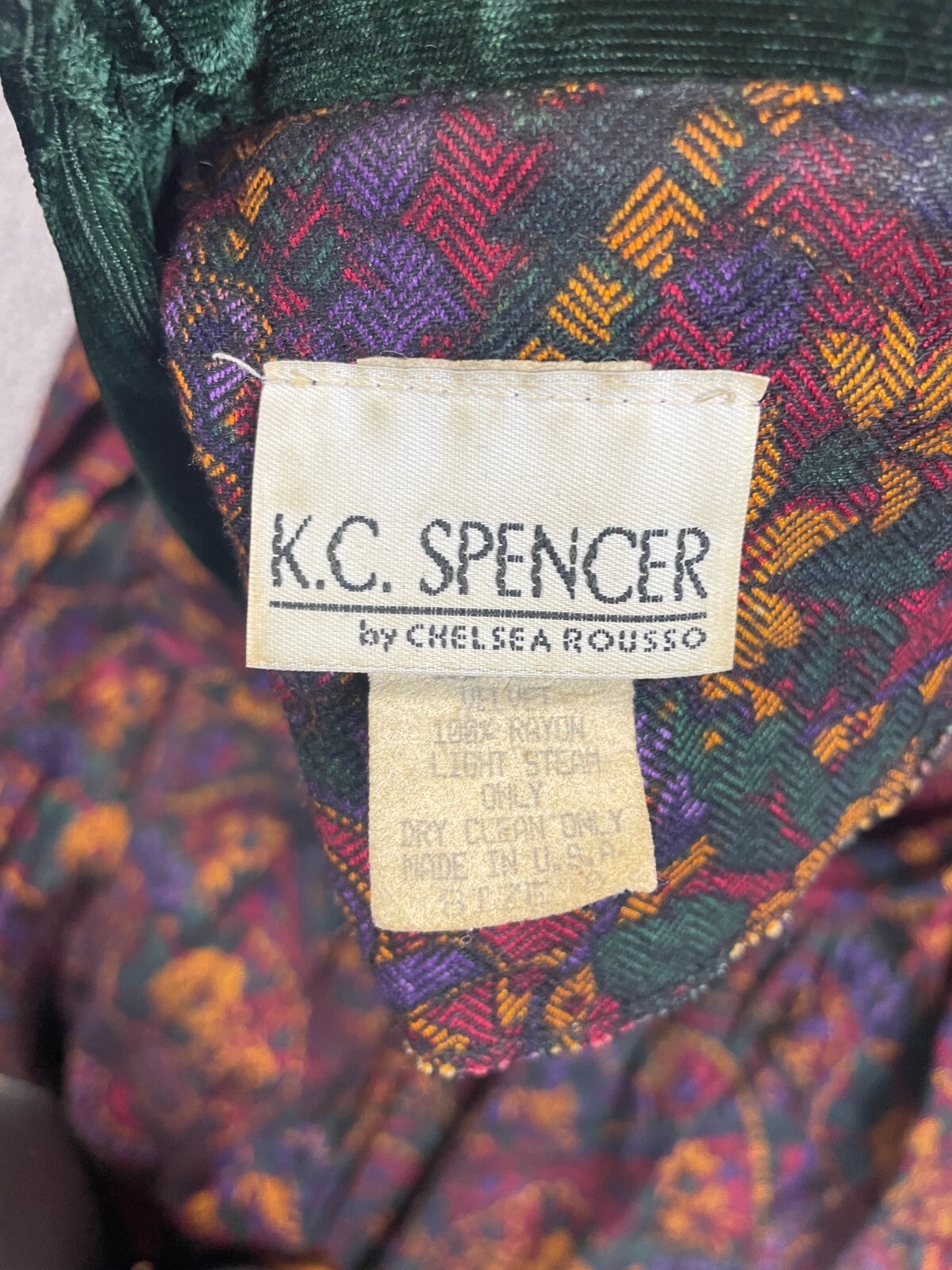 VINTAGE K.C. SPENCER paisley floral pleated maxi long sleeve size 8