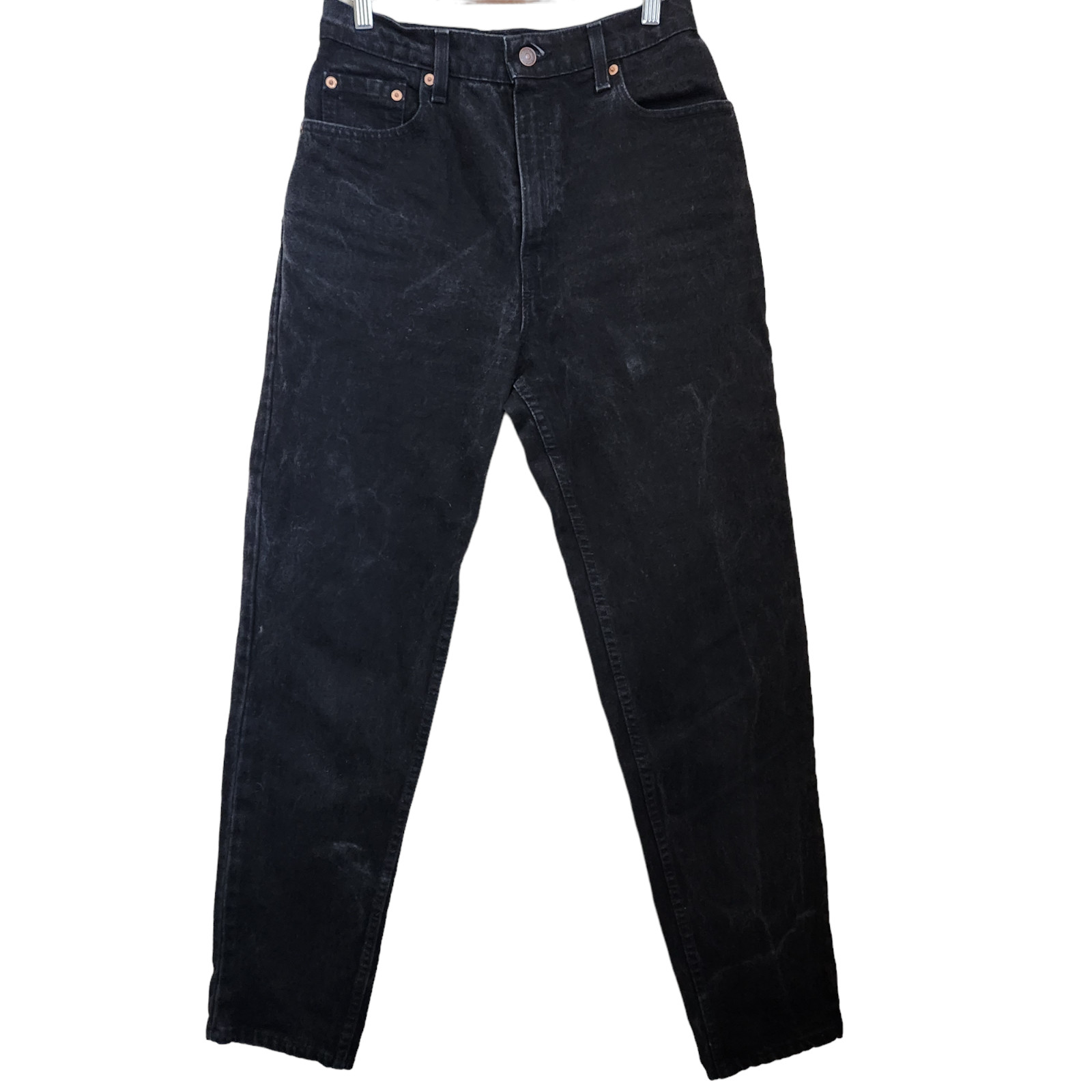 Vintage 90s Levi’s 551 Women Sz 10 27×30 Black Jeans Relaxed Fit Tapered Leg Zip
