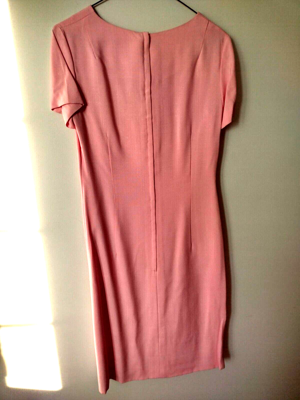 Vintage 1960s Linen scalloped detail cocktail dress and coat w/ massive bow EUC