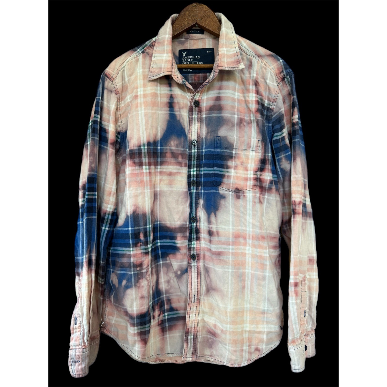 Lovin’ Is What I Got” Bleached Cotton Flannel Shirt Large Folk Art