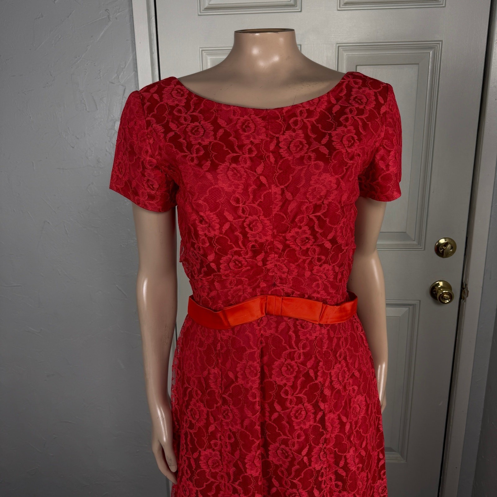 Vintage 70s 80s Party Dress Formal Lace Maxi Evening Taffeta Long W24