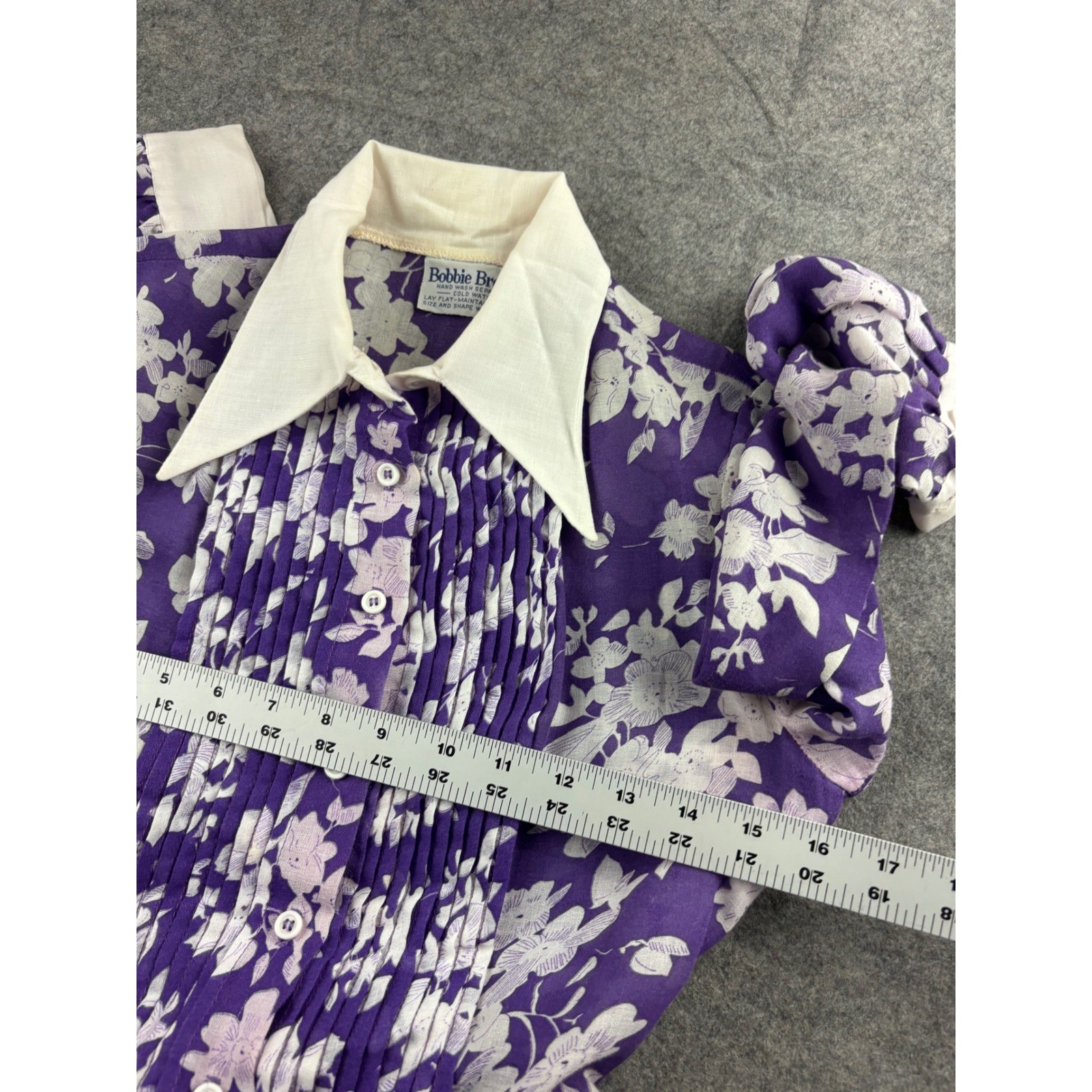 VTG Bobbie Brooks Purple Floral Pintuck Maxi Dress 70s Belted Womens XS? Prairie