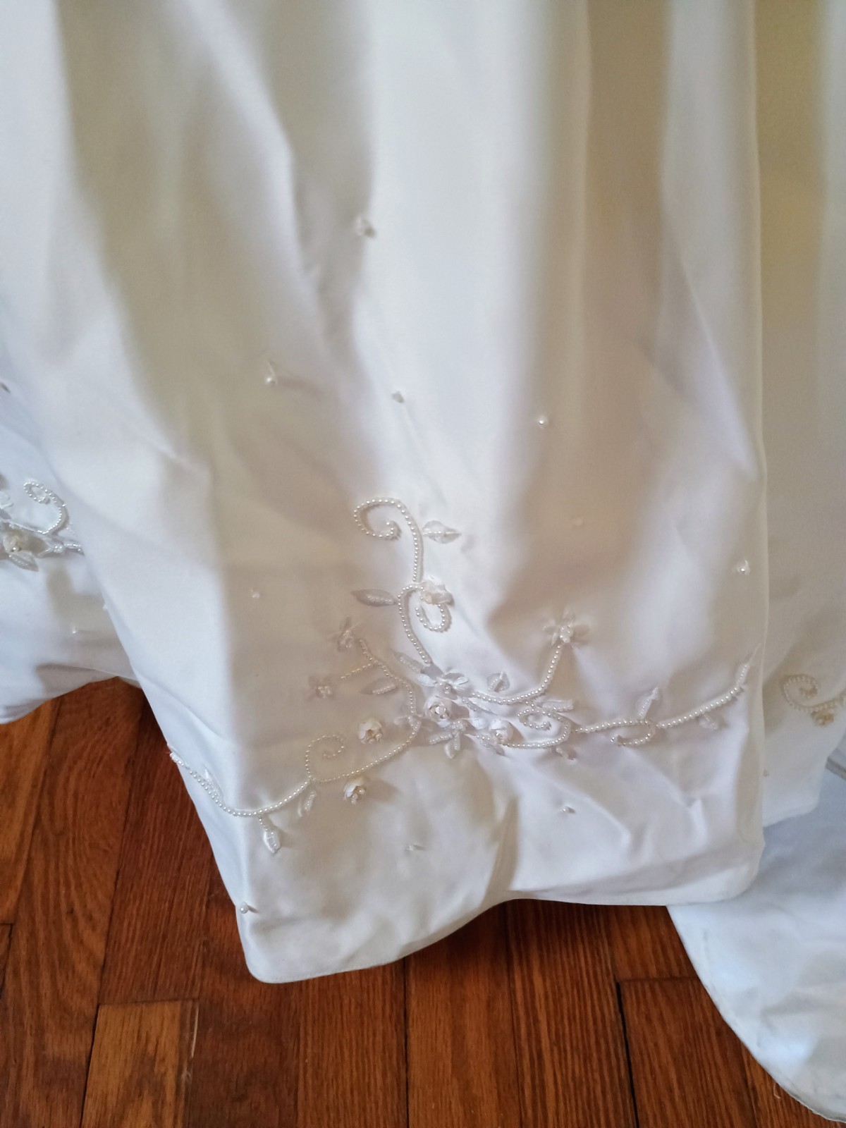 SINCERITY SATIN FEEL WHITE WEDDING GOWN, CAPE, HEADPIECE & VEIL SZ 14 #5