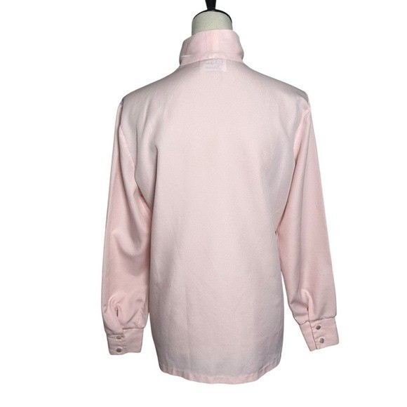 Vintage Ship’n Shore Pastel Pink Pussybow Blouse M | Modest Retro Office Top