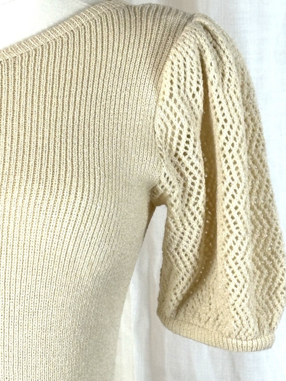 Vintage 80’s St. John Knits Cream Sweater Dress With Rhinestone Belt Luxury Sz 8