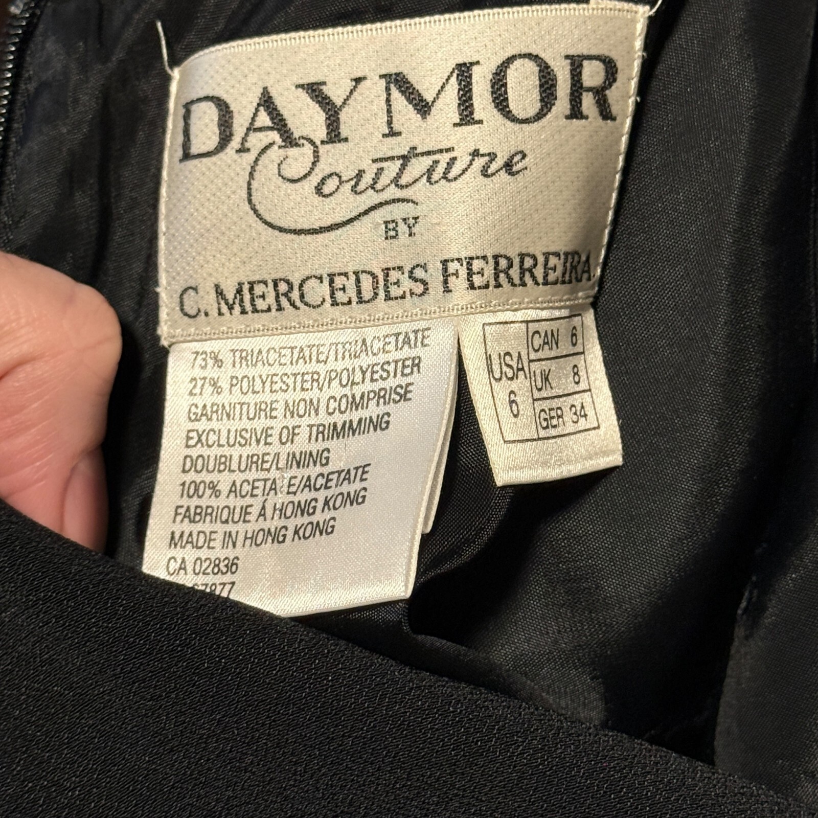 Daymor Mercedes Ferreira Couture Formal Black Beaded Jacket Shirt Dress Suit 6