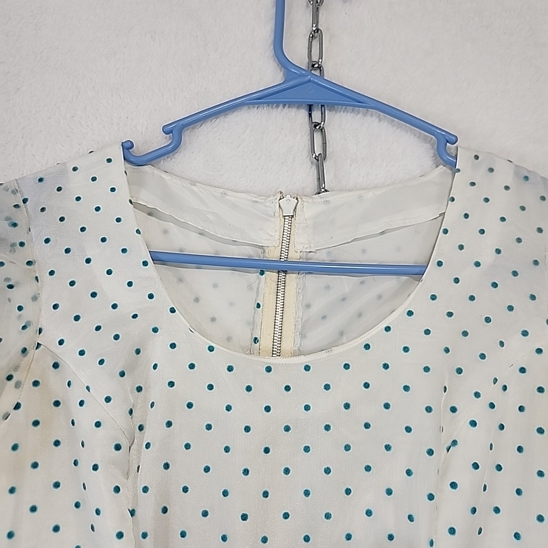 Vtg 60s 70s Empire Waist Maxi Dress Homemade Sheer Sleeve Aqua Blue Velvet