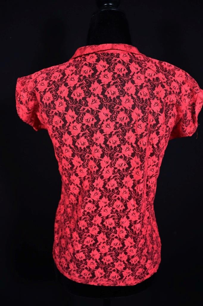 Vintage 1960’s French Red Lace Blouse Size Large Excellent Condition
