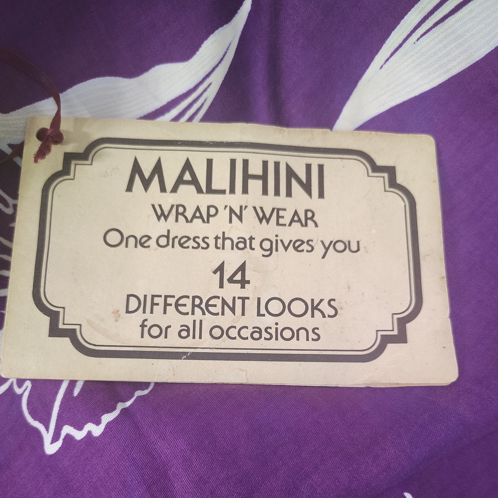 Vintage Malihini Hawaii Purple Floral Wrap Sarong Dress Resort Loungewear