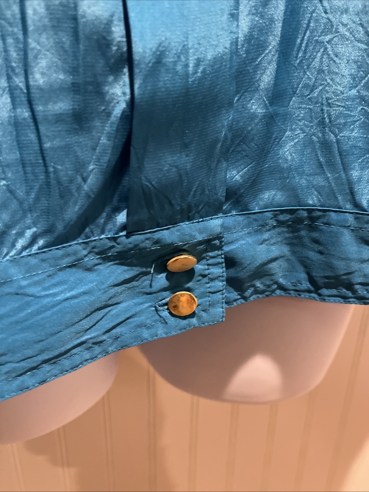 Vtg Josephine Women’s Blue Blouse 3/4 Sleeves 80s Retro Shoulder Pads Pockets