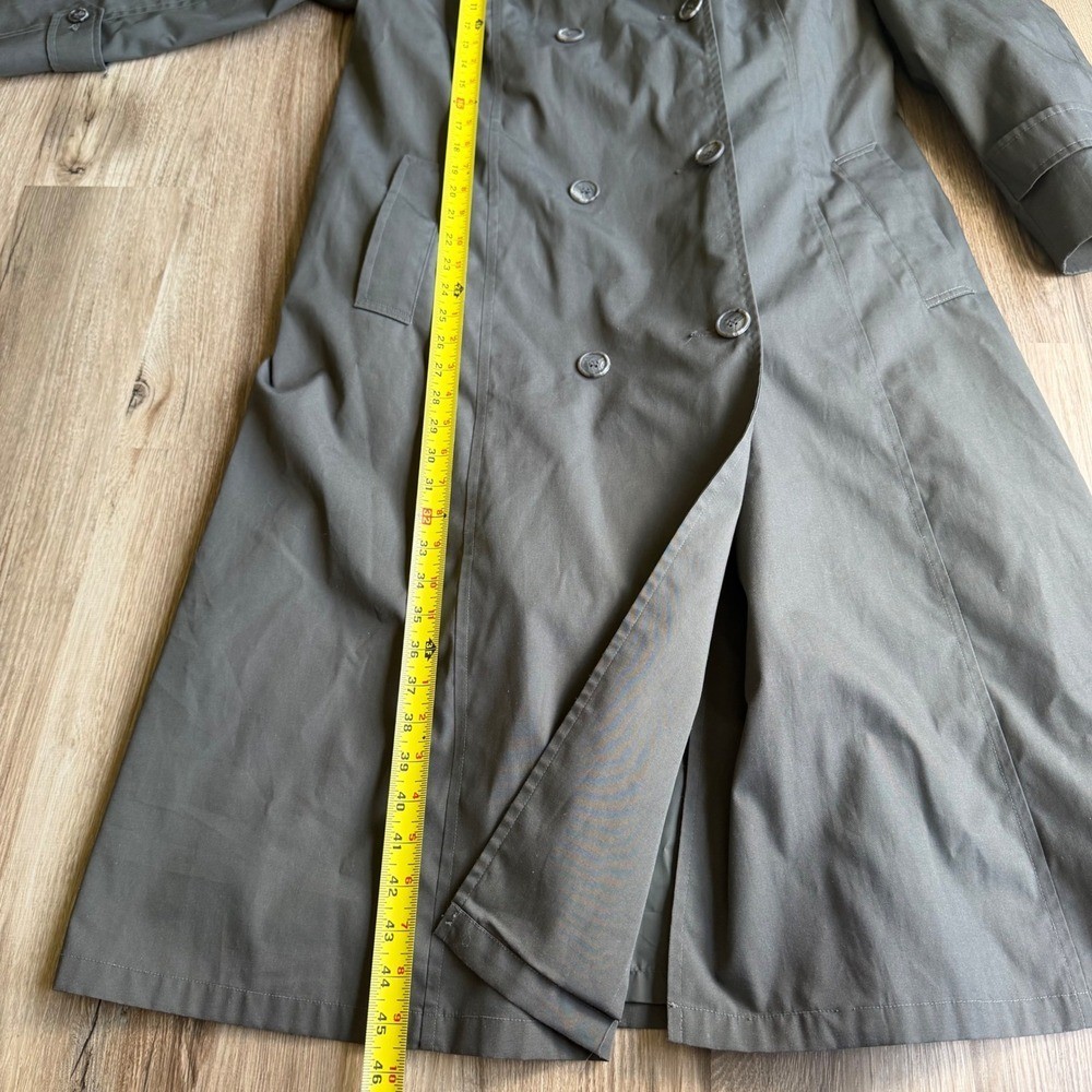 Vintage Double Breasted Trench Coat Grey Size 12 Regular Long Belted