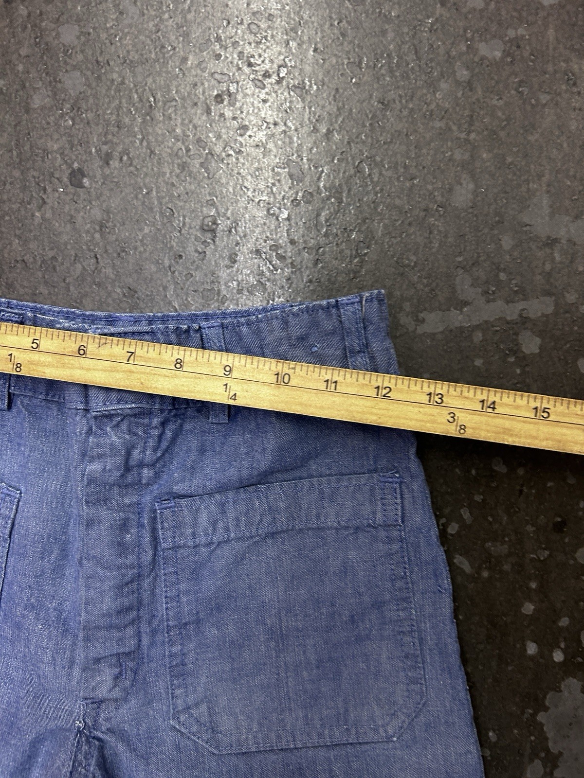Vintage 70s US Navy Seafarer Bell Bottom Denim Dungarees High Rise 24×28