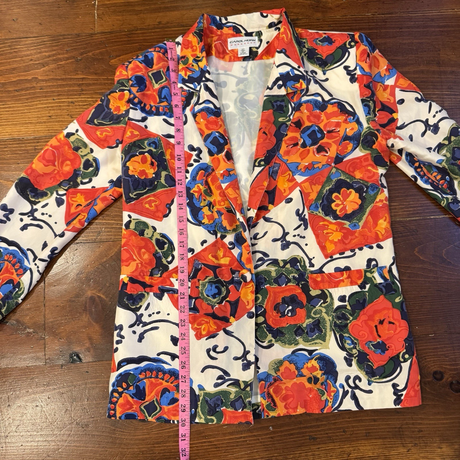 Vintage Carol Horn Workshop Bold Print 100% Silk Blazer Jacket – Medium