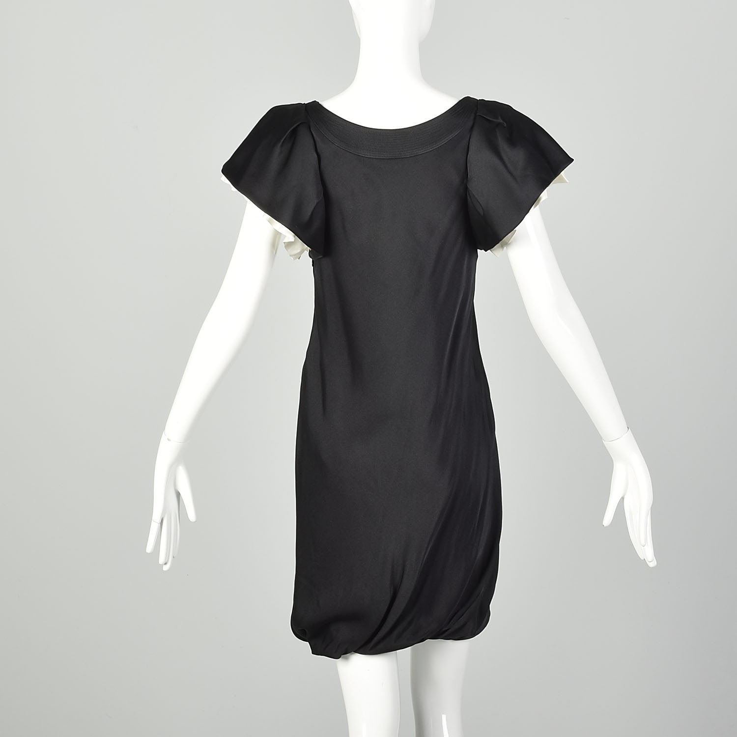 Small 2000s Dress LBD Little Black Bubble Hem Dress Sheer Silk Sexy Cute Dress