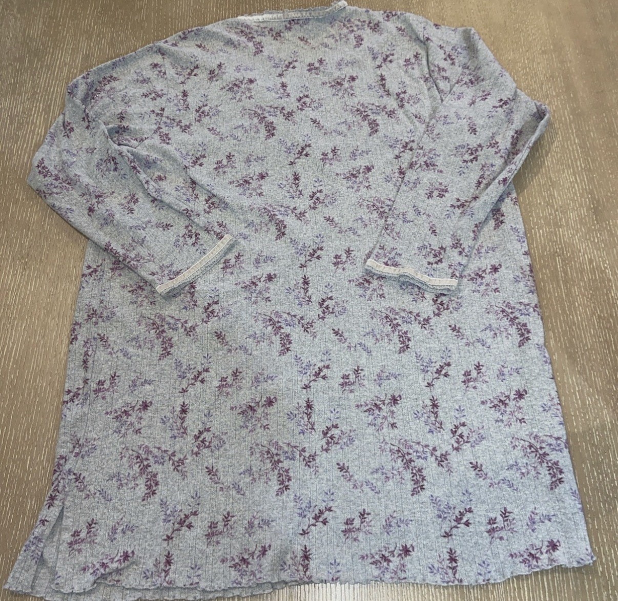 Vintage Cotton Nightgown XXL Gillian & O’Malley Gray Purple Floral Sleeveless 2X