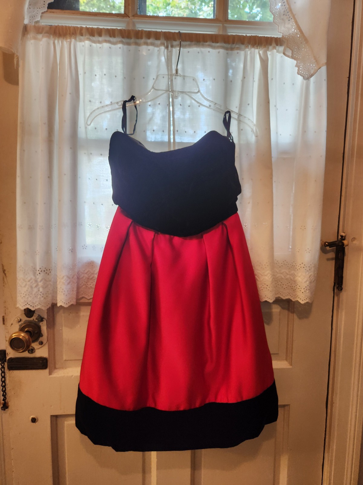 Vintage ESTEVEZ Strapless Cocktail Dress – Black/Red – Excellent Condition