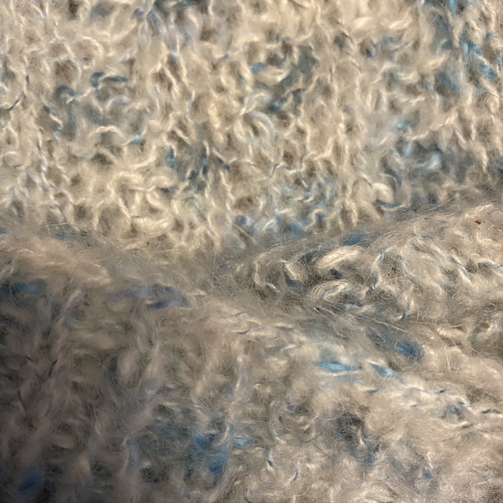 Vintage Handmade Knit Crochet Sweater Puff Sleeve Open Knit Fuzzy Soft Fit M/L