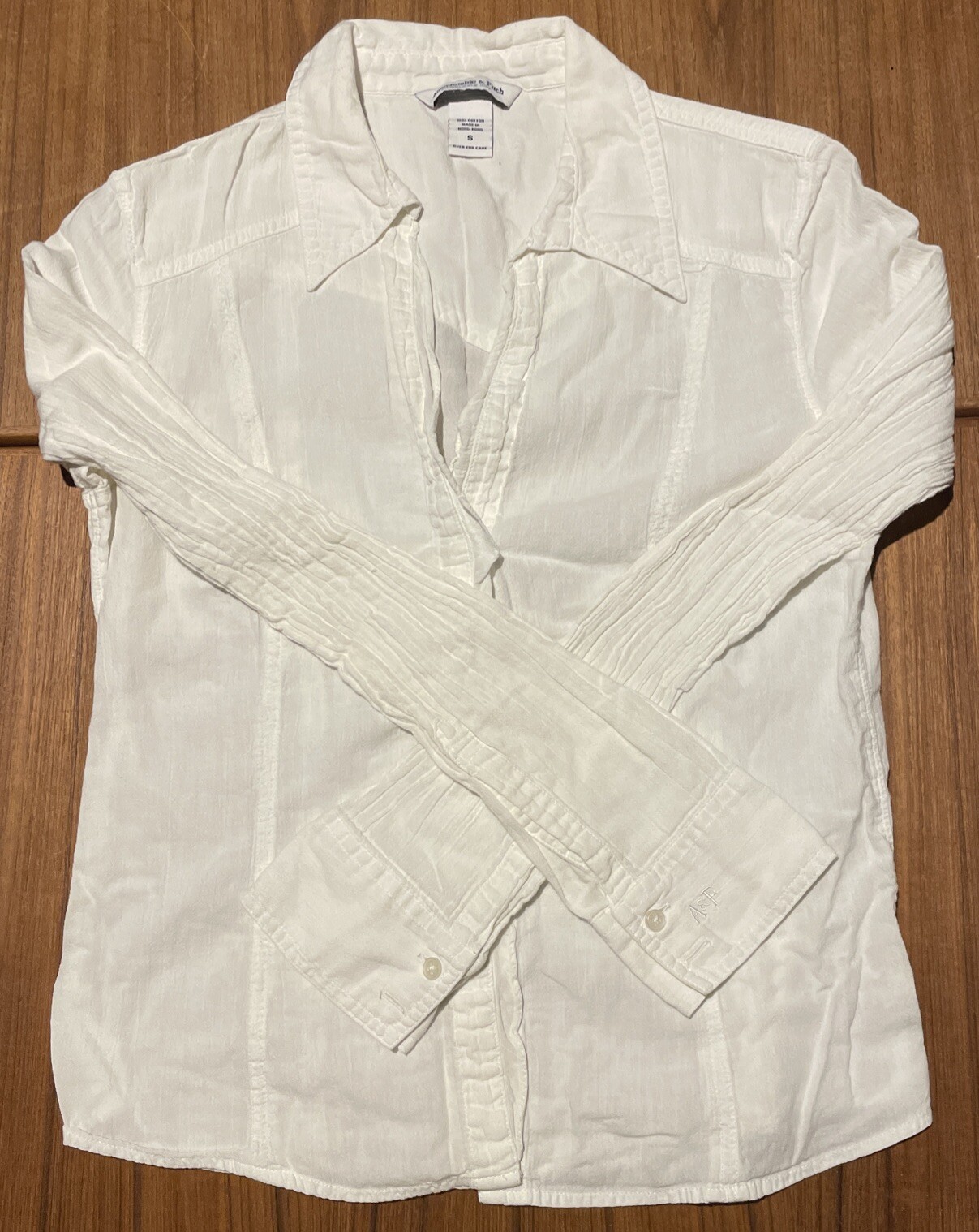 Vintage Abercrombie & Fitch Top Women’s White Shirt Size S VTG Blouse LS Small