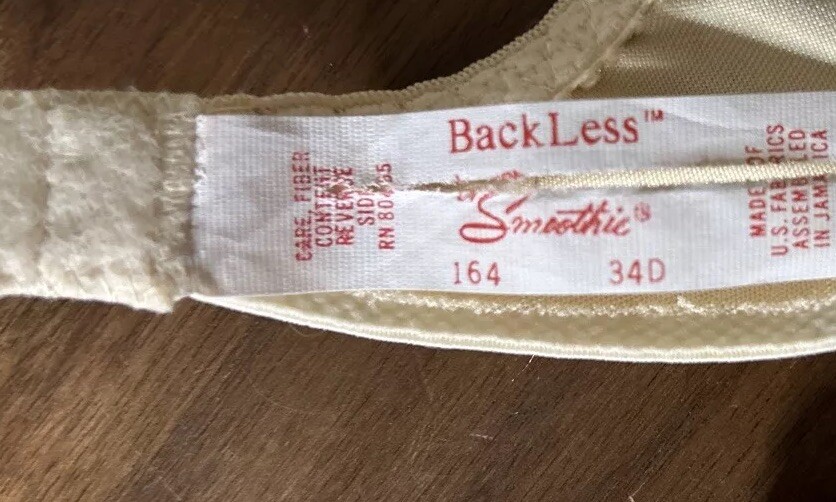 Vintage Smoothie Backless Multiway glossy Second Skin Bra Lingerie 34D USA