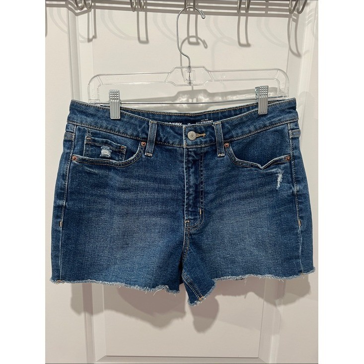 Old Navy High-Rise Straight Denim Shorts in Dark Blue