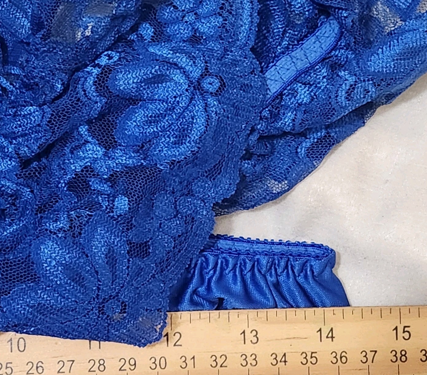 Vtg Dolores Poirette Royal Blue Lace Teddy Romper Bodysuit Size S Union Made