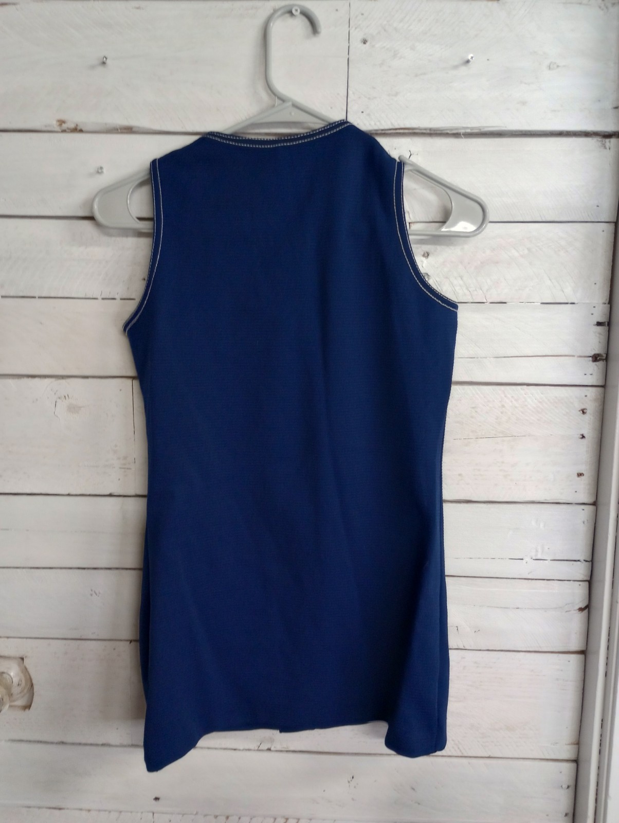 Vintage 70s Women’s Blue Vest Top Size Small Pockets Button Up Disco Boho