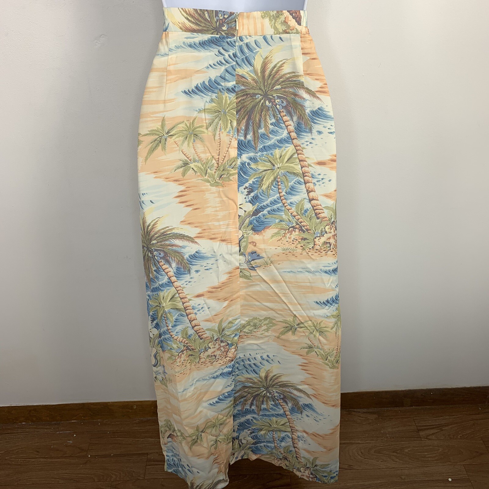 VINTAGE NEW David Brooks Womens Skirt Sz 12 Soft Pink Blue Beach Maxi Faux Wrap