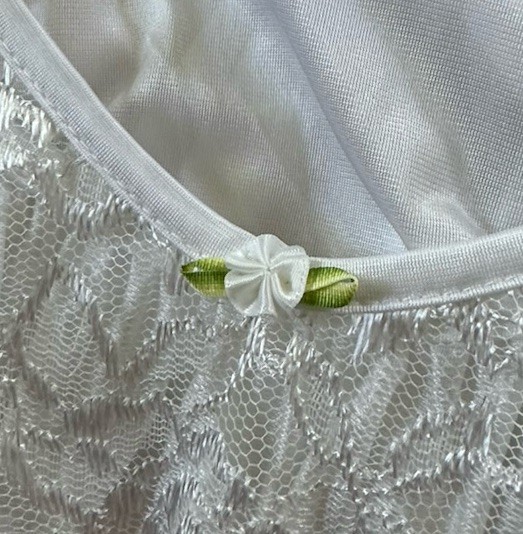 Koret White Nylon and Lace Nightgown Bridal Boudoir Romantic Vintage Medium USA