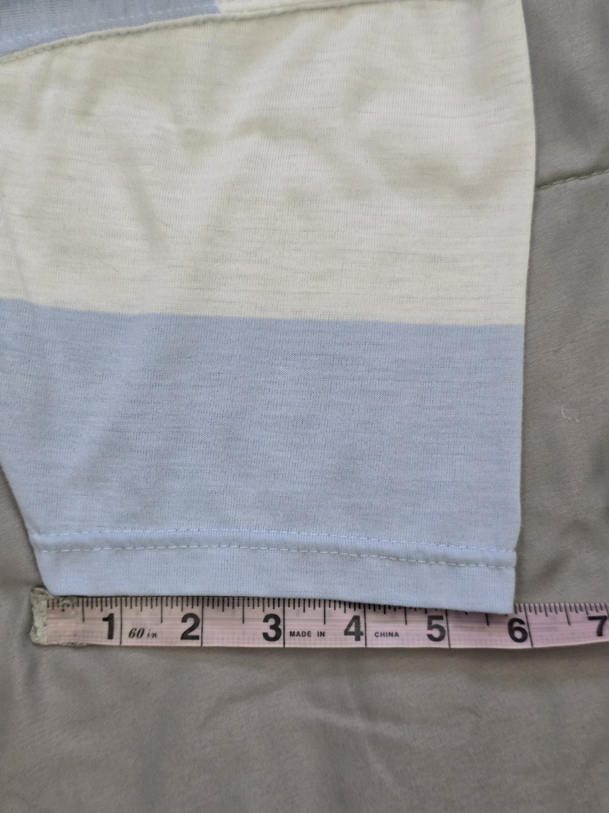 Vintage Energie Blue White Striped Polo Top High Low Hem Size L 80s Preppy