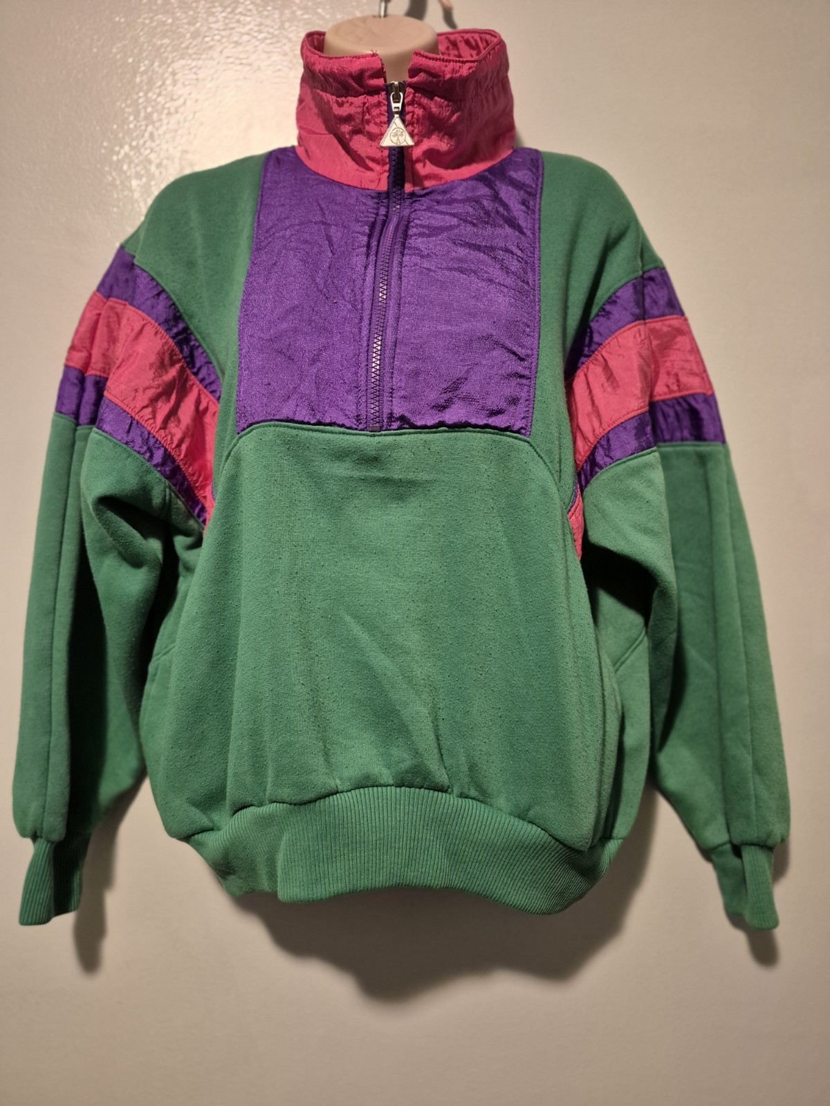 Vintage 90s Casual Isle Green Pink Purple 1/4 Zip Women’s Sz Med Trendy