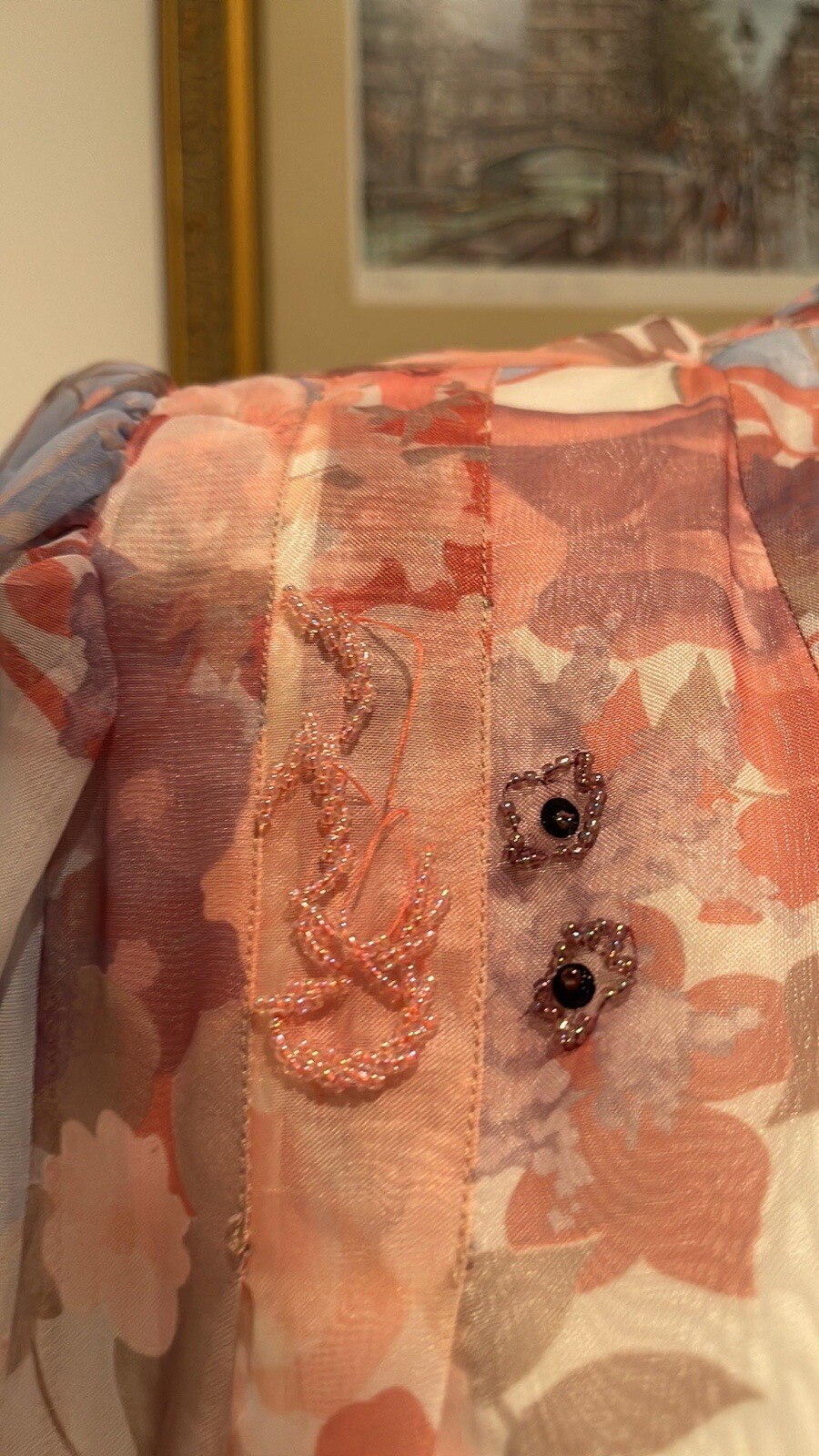 Diane Freis Original Vintage Beaded Sequin Floral Jacket Tassel Floral Print