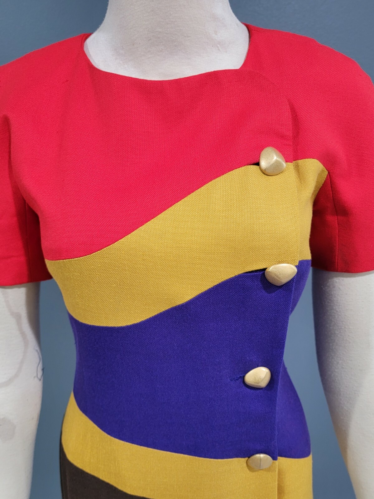 Vintage CONSTANCE SAUNDERS color block mini dress 2