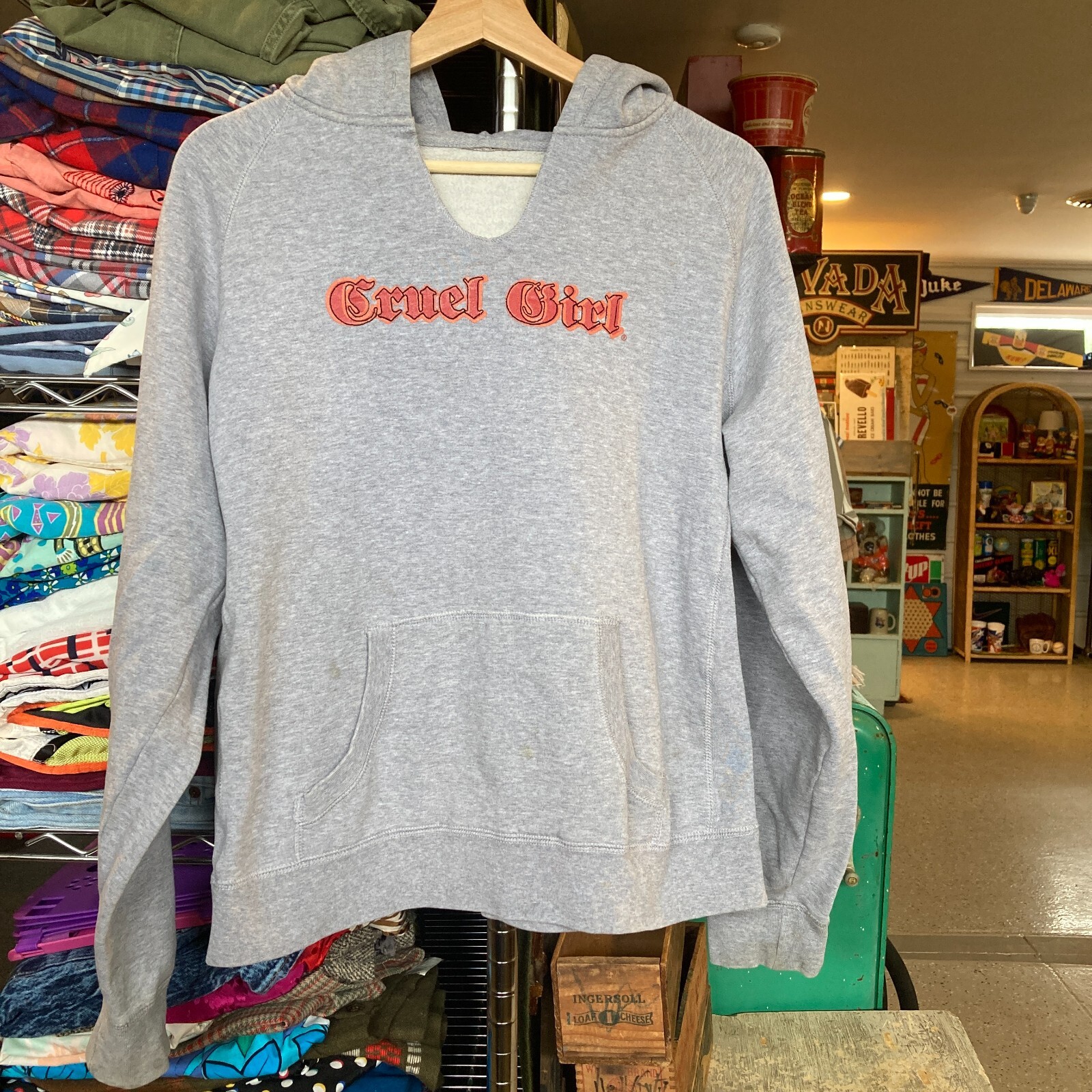 Vintage 2000s Cruel Girl Hoodie Y2K Hooded Sweatshirt Gothic Spell Out Sweater