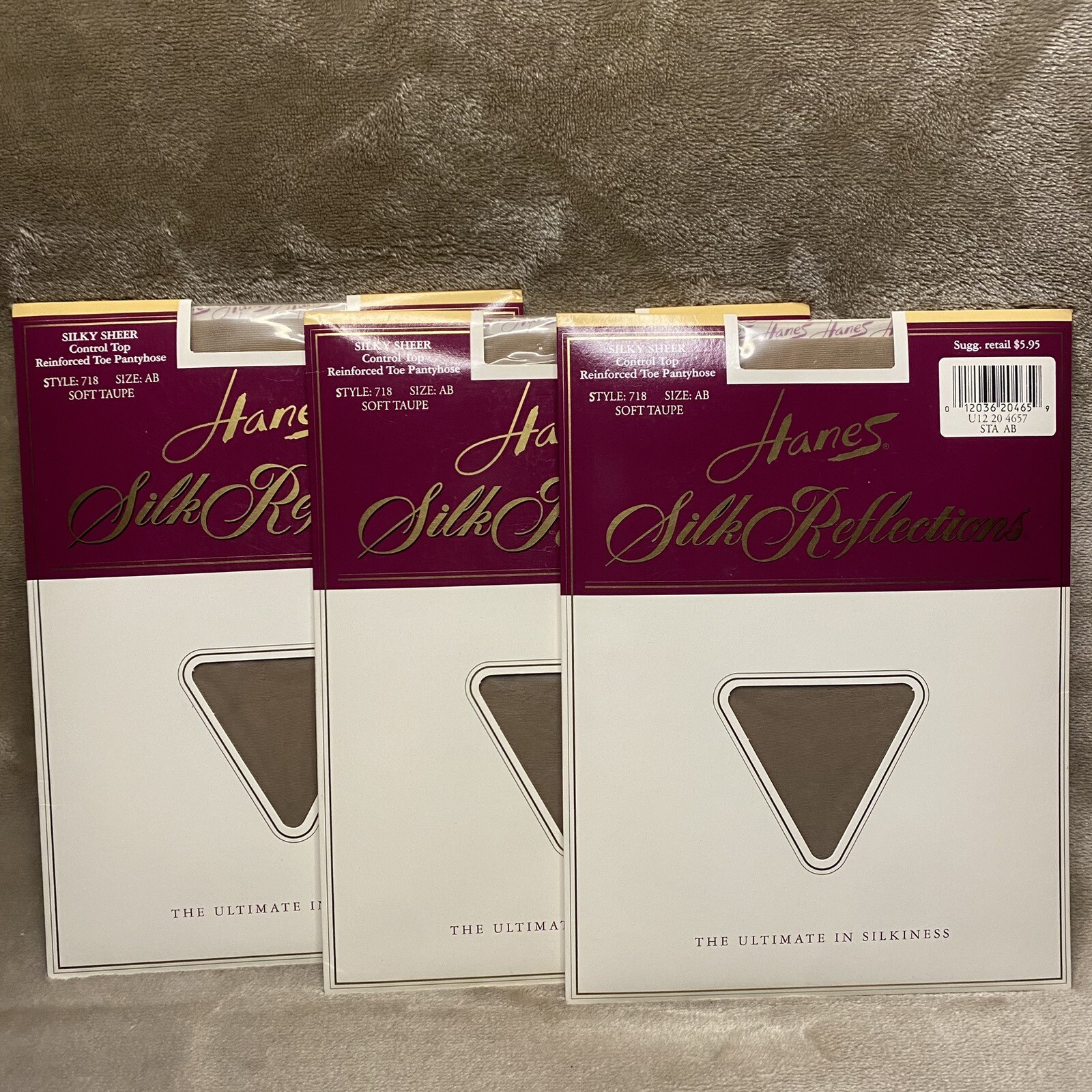 Lot of 7 – VTG Hanes Silk Reflections Control Top Pantyhose Size AB Taupe Black