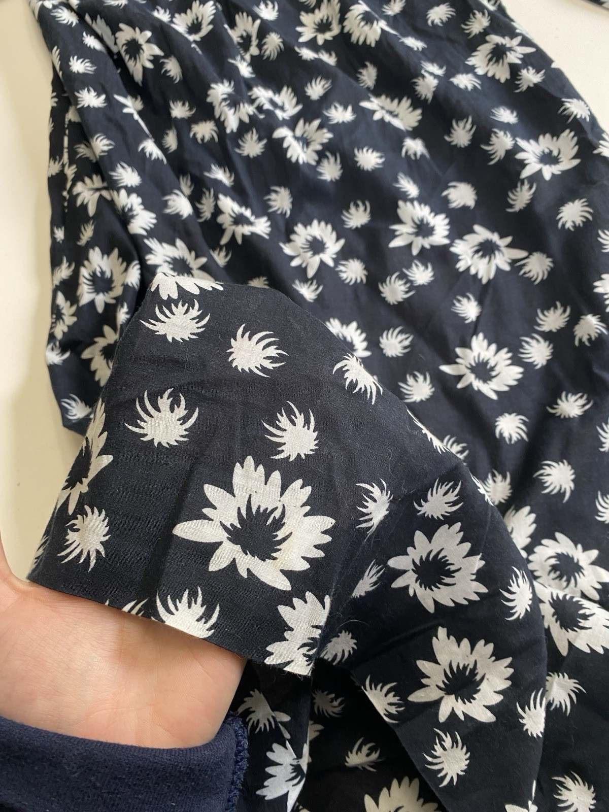 Vintage 80s Stanley Sherman 6 100% Cotton Belted Dress floral square neck