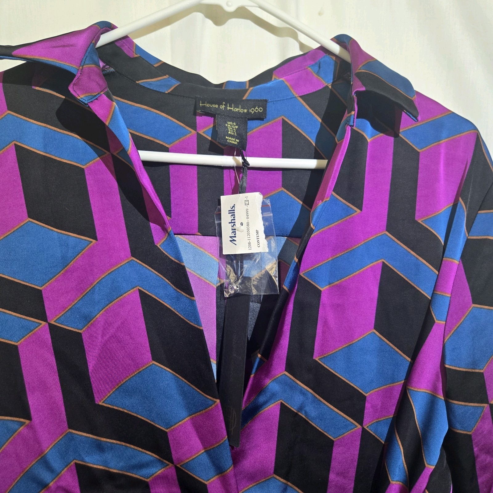 Vintage 1960s Inspired Geometric Wrap Dress By House Of Harlow 1960 Size M