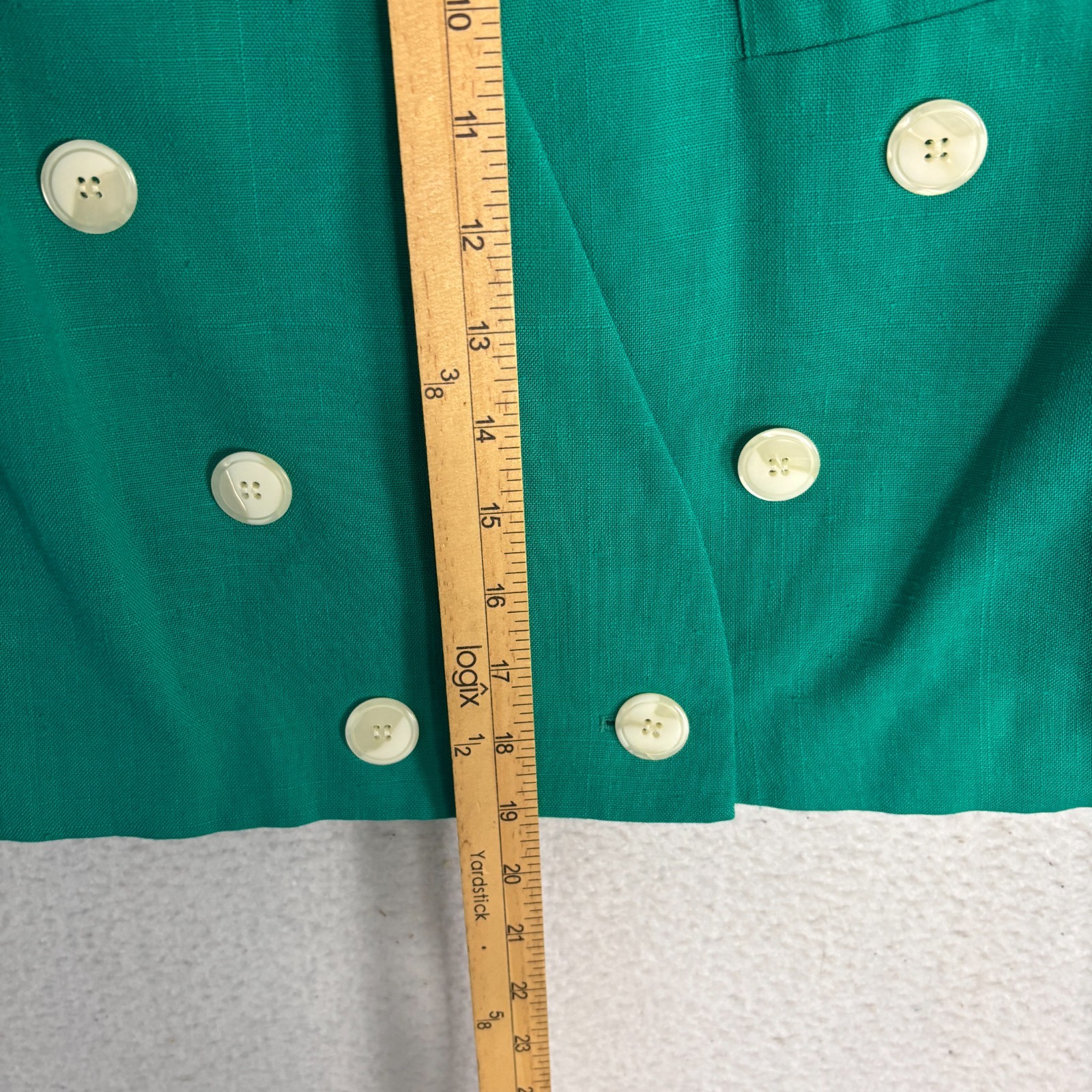 VTG Cropped Blazer 80s Double Breasted Teal Green Haber Dasher M L Knit