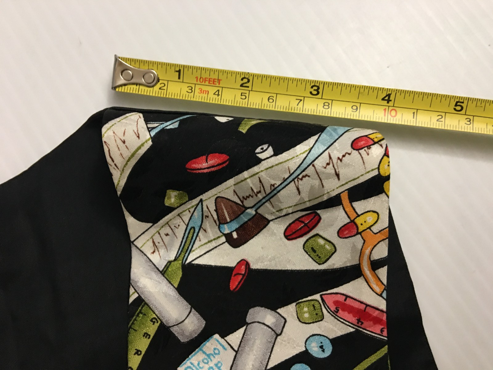 Vintage 90s Nicole Miller Novelty Doctor Medical Print Vest Silk M