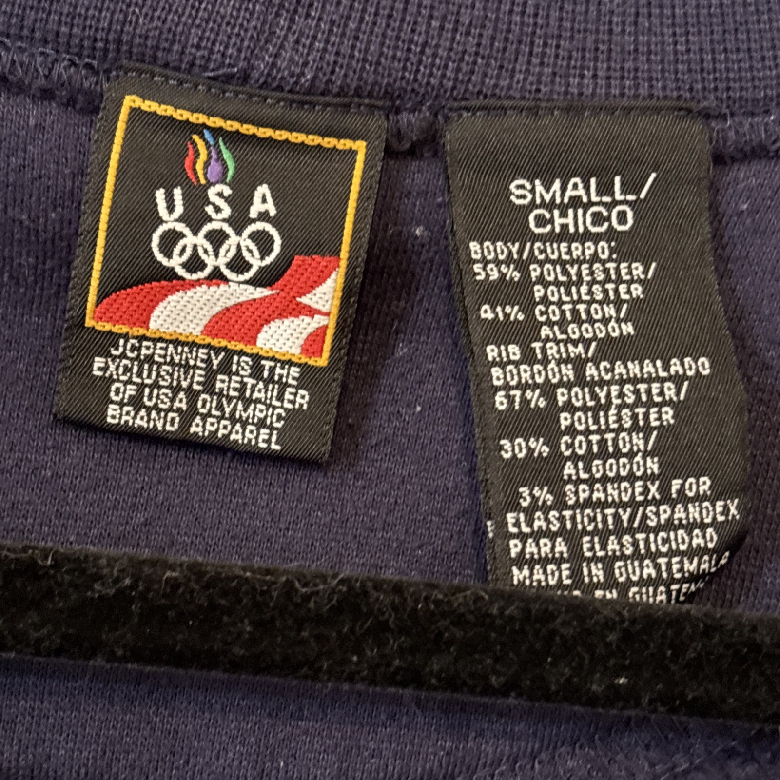 Vintage USA Olympic Women’s Fleece Cardigan Sweater JCPenney 90s Navy Blue Sz S