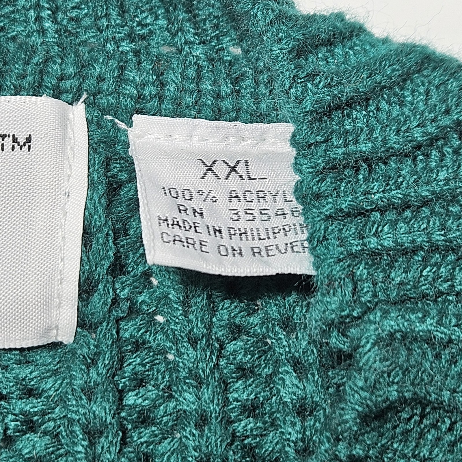 Vintage Sweater Size XXL Extra Large Solid Dark Green Retro 80s 90s Knit