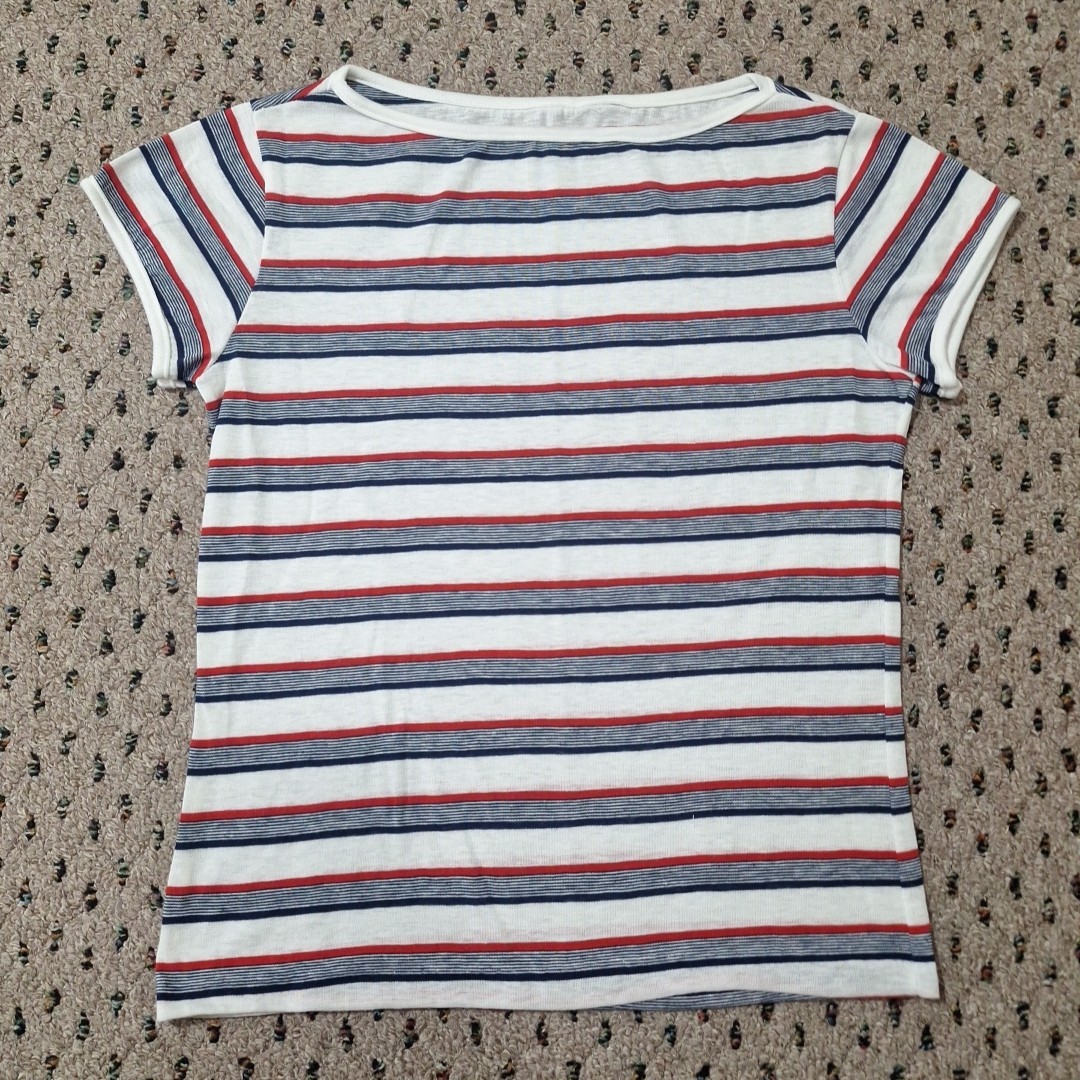 Vtg 70’s Womens Blue Red White Stripped T-shirt M/L