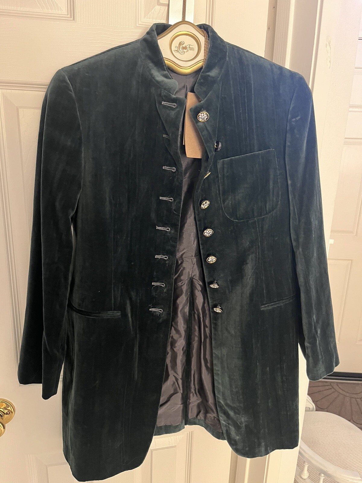 NWT Romeo Gigli Vintage Emerald Green Velvet Jacket Handmade Buttons Rare Sz 40