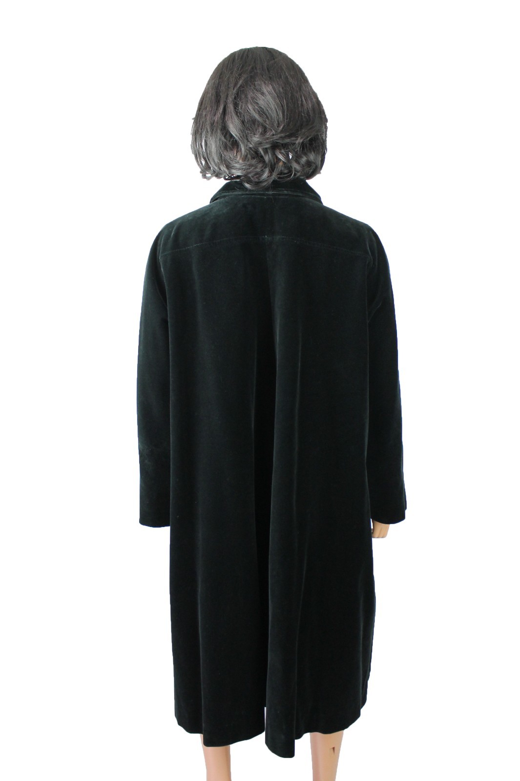 Velvet Opera Coat Sz 16 XL Vintage 70s Drizzle Black Cotton Velvet Long Jacket