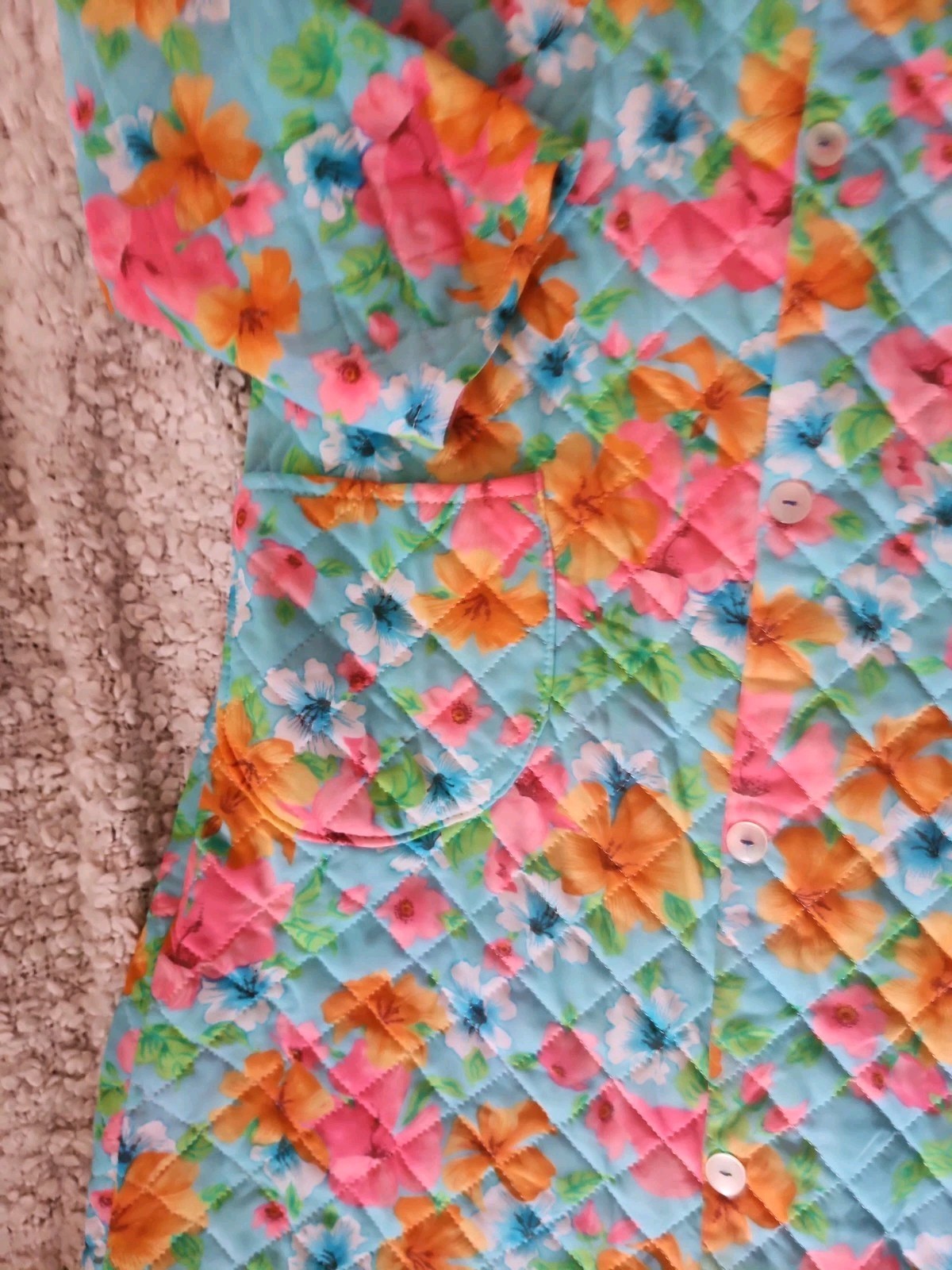 Vintage 1960s Italian Housecoat Made In Firenze Bright Garden Vintage