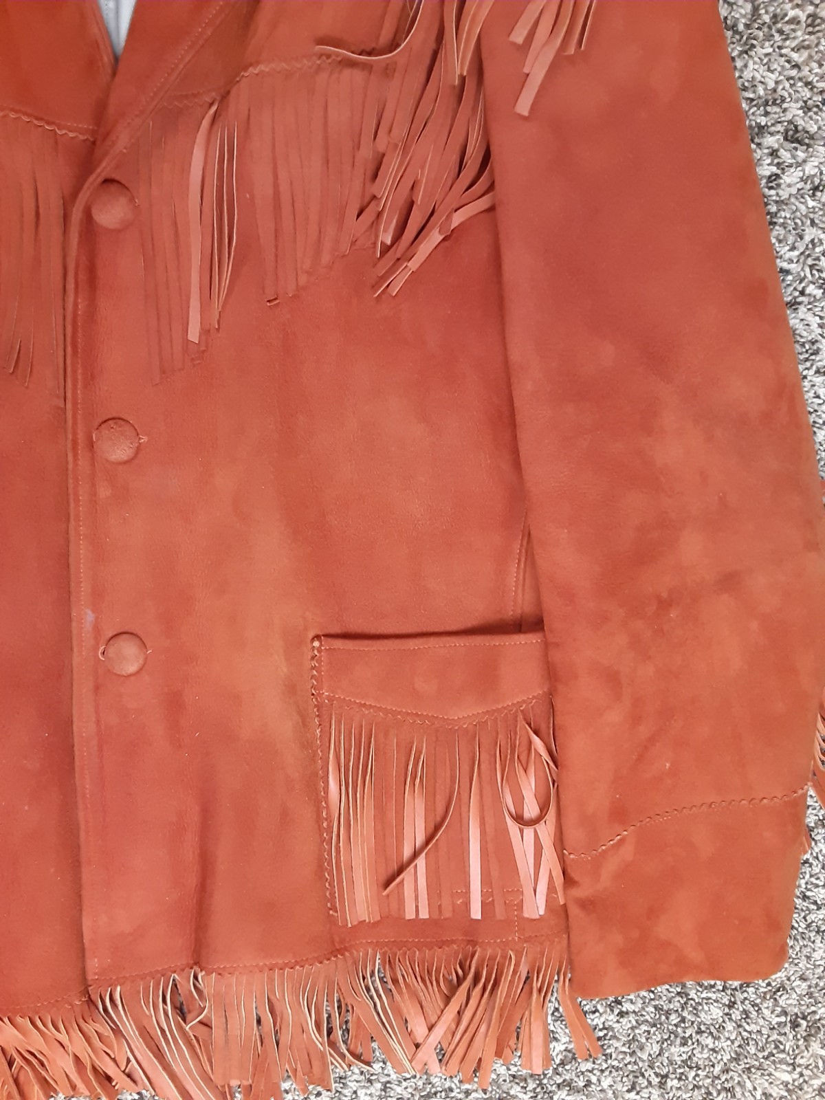 Vintage 60s Jo-O-Kay Corral Du Pont Fringe Burnt Orange Suede Western Jacket