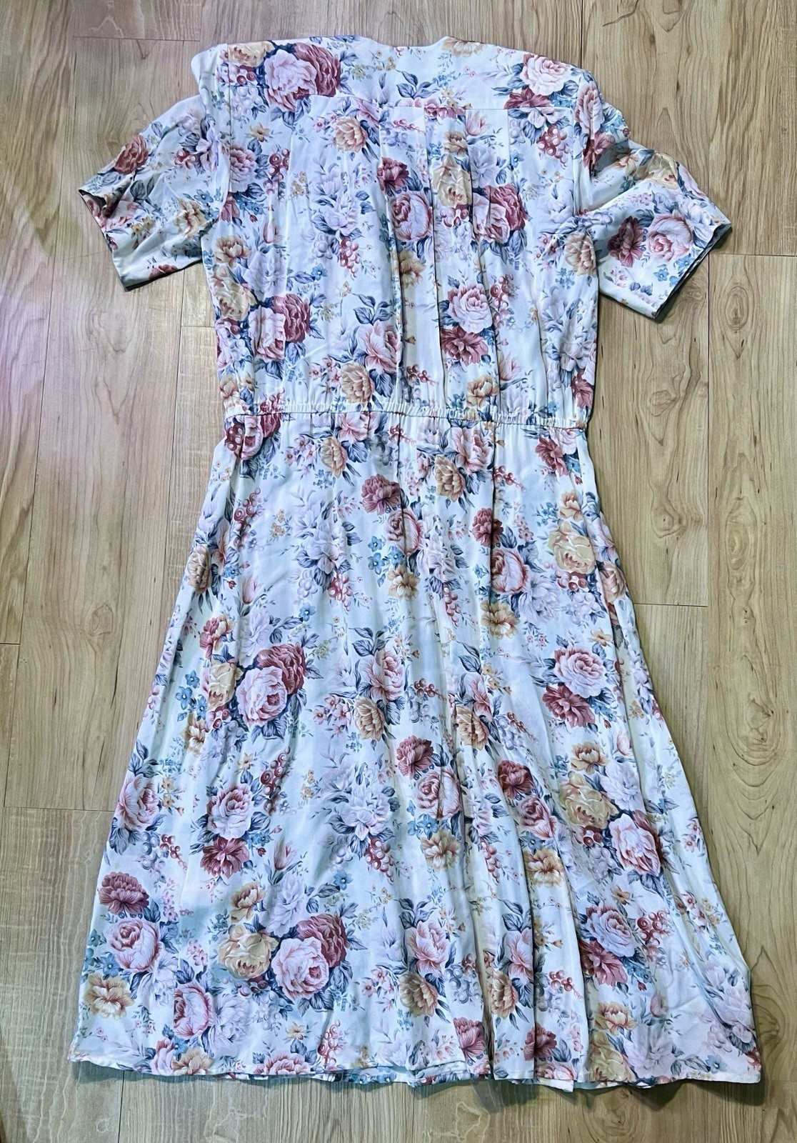 Vintage Liz Claiborne Pleated Floral A-Line Dress Size 10 Button Front Prairie