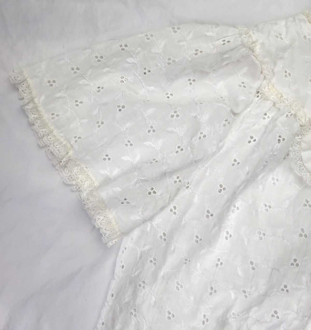 Vtg Barbara Lee Robe White Eyelet Lace Sz Small Summer Cover Up Short Sleeve
