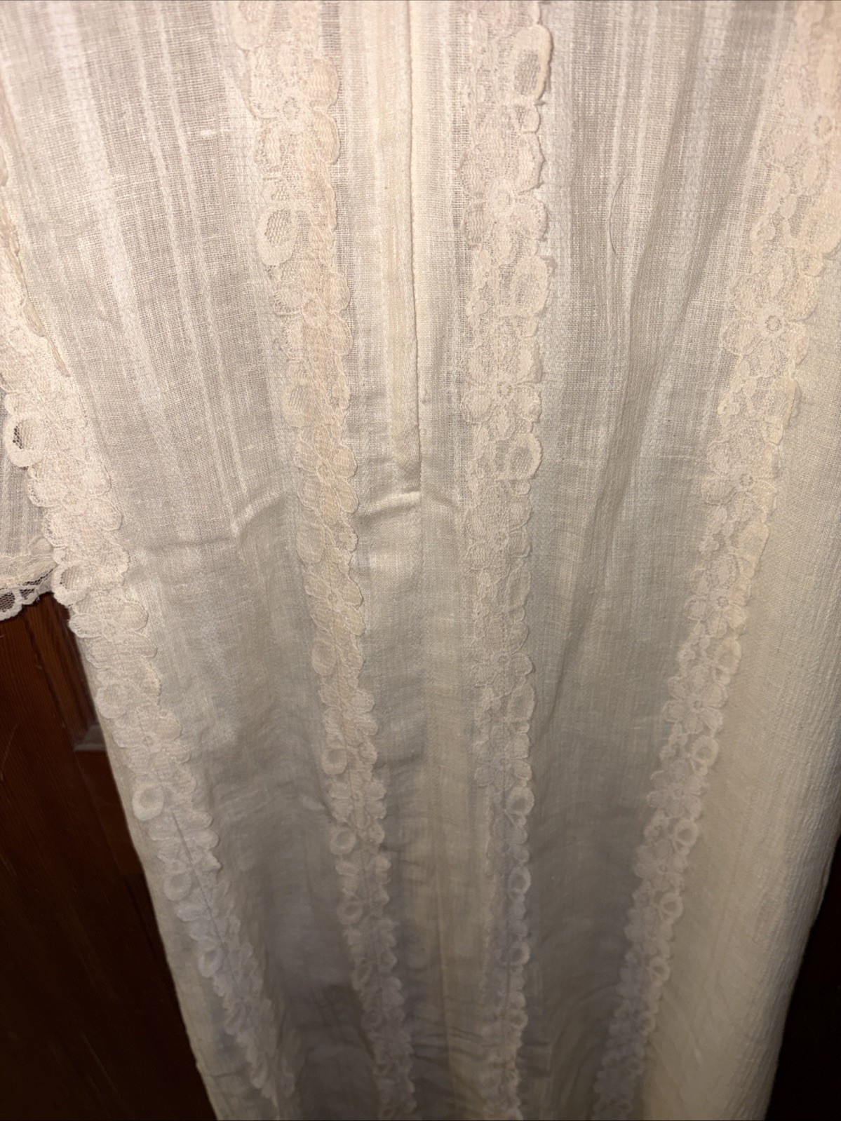 Vintage 60/70s Alfred Shaheen Miss K Sz 5-6 Maxi BoHo Wedding Dress Lace Trim